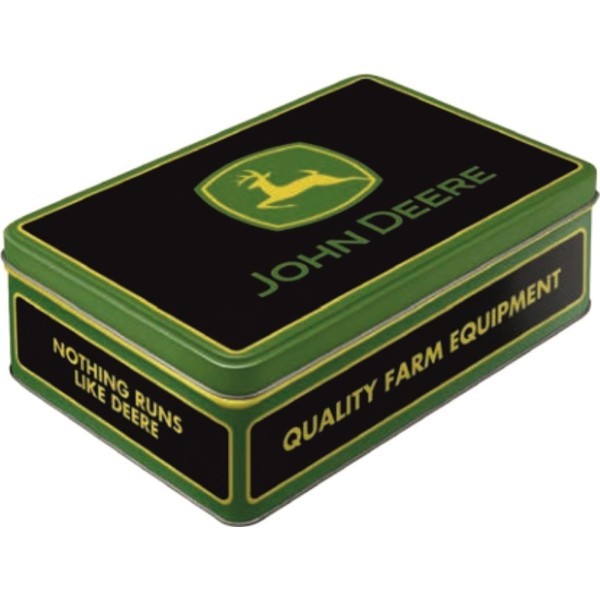 Tin Box Flat - John Deere - Farm Equipment Logo Black